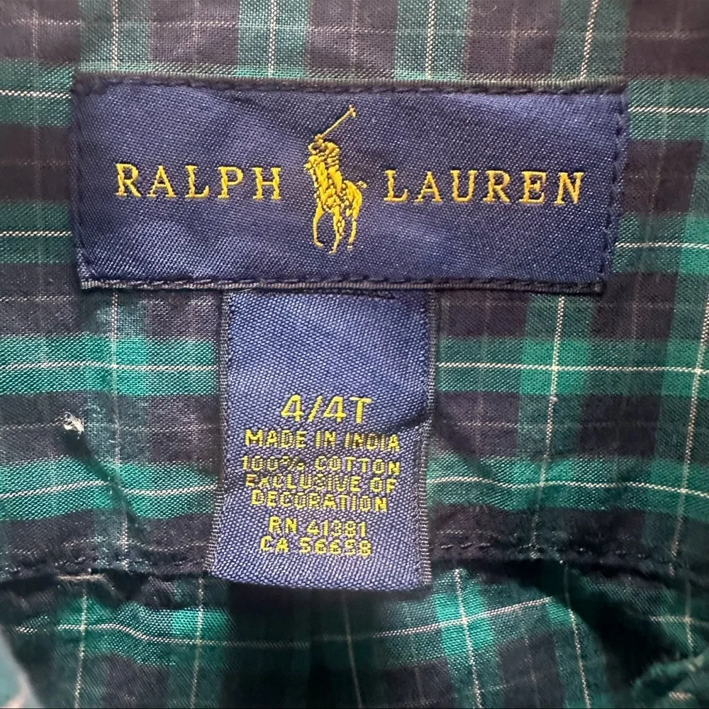 Ralph Lauren Boys Plaid Button Down Shirt size 4/4T